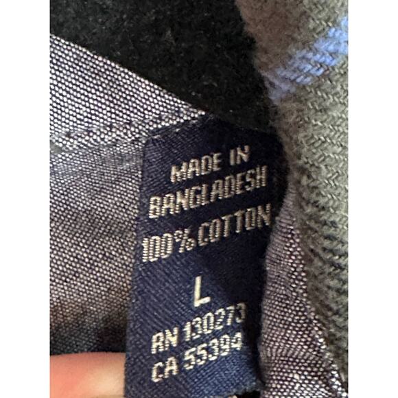 Men’s Wrangler Green Blue Plaid Long Sleeve Button Down Flannel Size Large - Picture 3 of 7